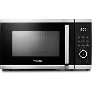 Medion Combi Magnetron (MD11499) - Hetelucht Oven & Airfryer Functie - 25 Liter - 900 Watt - Hetelucht Oven - Heteluchtfriteuse - 9 automatische Programmas - Zilver/Zwart