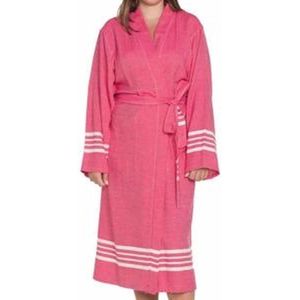 Hamam Badjas Krem Sultan Fuchsia - M - unisex - hotelkwaliteit - sauna badjas - luxe badjas - dunne zomer badjas - ochtendjas