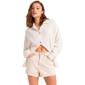 Roxy - Chlo Natural - Denim Short met Relaxed fit voor Dames