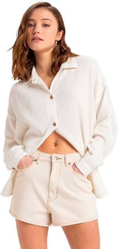 Roxy - Chlo Natural - Denim Short met Relaxed fit voor Dames