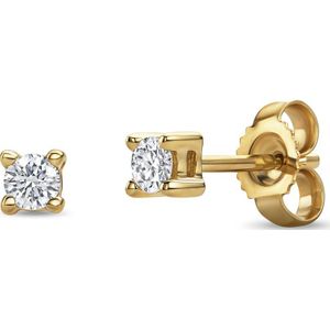 Miore® - Gouden Diamanten Oorbellen Knopjes - Dames - 14 Karaat Goud - Geelgoud - Created Diamond - 0.158 karaat Diamant - Allergeenvrij - Studs - Handgemaakte Hoogwaardige Sieraden