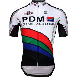 Retro PDM fietsshirt met korte mouwen en lange rits - M