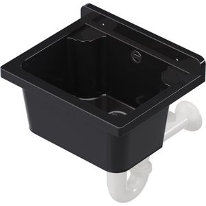 QLS Gootsteen Zwart 42x34x24 cm van Kunststof - Inclusief Sifonset - voor Tuin en Wasruimte 10867