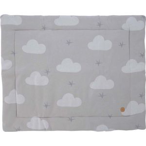 Petite Amélie ® Boxkleed 77x97 cm (BxL) - Lichtgrijs met wolken - Boxmatras van Gebreid Katoen - Ook bruikbaar als speelkleed - Wasmachinebestendig met Öko-Tex keurmerk