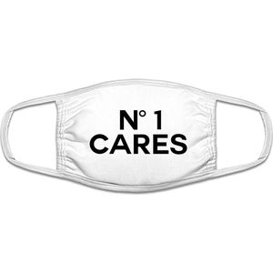 No 1 Cares mondkapje | grappig | funny | gezichtsmasker | bescherming | bedrukt | logo | Wit mondmasker van katoen, uitwasbaar & herbruikbaar. Geschikt voor OV