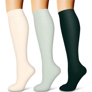 3-pack compressiekousen voor dames en heren - borstvoeding, reizen, vliegsokken - hardlopen en fitness - zwangerschap（L-XL）