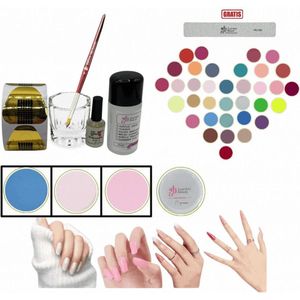 Guardian Beauty Acrylpoeder Set - 3 Kleuren - 27g - Blauw, Wit en Baby Roze - Met Accessoires