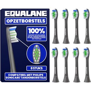 EQUALANE - Opzetborstels geschikt voor Philips Sonicare tandenborstels - Zwart - 8 Stuks