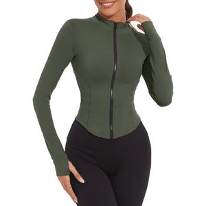 Dames Sportjack met Rits | Langsleeve Fitness Shirt Crop Top met Duvet Kraag