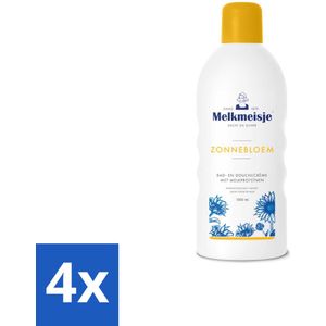 4 x Melkmeisje Bad en Douche Crème Zonnebloem en Melk 1000 ml - Douchecrème - Zonnebloem - Melkmeisje - Melkproteïnen - Hydratatie