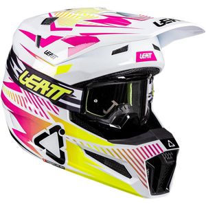 Leatt - Moto 3.5 V26 - Crosshelm - Wit Roze Geel - Inclusief Bril