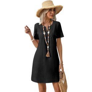 Livano Zomerjurk Dames - Zomerjurken - Volwassen - Jurk - Ibiza Stijl - Sundress - Zwart - Maat L