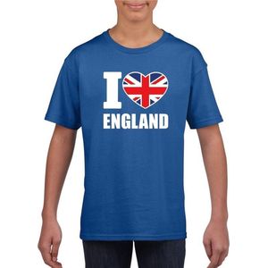 Blauw I love Engeland fan shirt kinderen 122/128