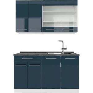 Vicco Fame-Line Keukenblokken – 140 cm , WB Antraciet Donkerblauw hoogglans/wit , WB Antraciet