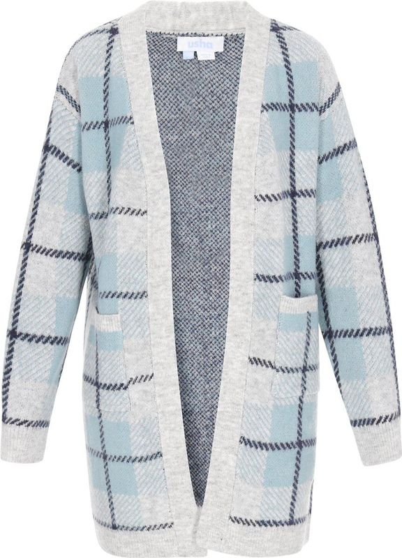 usha - BLUE LABEL - Gebreid Vest - Navy - Lichtblauw - Lichtgrijs