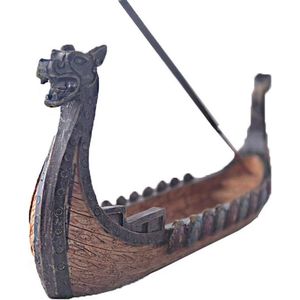 Terugstroom wierookhouder draak boot - hars Viking schepen retro ornament - woondecoratie .