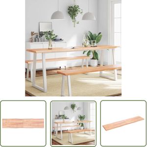 The Living Store Tafelblad natuurlijke rand 220x50x(2-4) cm eikenhout lichtbruin - Tafelblad - Eikenhouten Tafelblad - Houten Tafelblad - Salontafel - Eetkamertafel