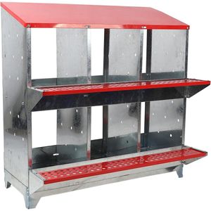 Grote capaciteit 6 vakken eierlegkasten voor kippen - Gegalvaniseerd ijzer - Landbouw gevogeltehok - 94 x 96 x 35 cm .
