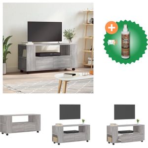 vidaXL Tv-meubel 102x34-5x43 cm bewerkt hout grijs sonoma eikenkleurig - Kast - Inclusief Houtreiniger en verfrisser