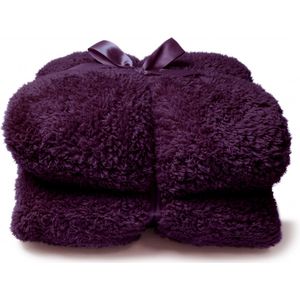Unique Living Plaid Teddy - Polyester - Paars - 150x200 cm (BxH) - Fleece - Wasbaar