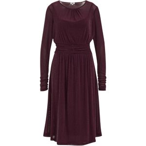 WE Fashion - Dames Midi Jurk - Bordeauxrood - Met Glittergaren