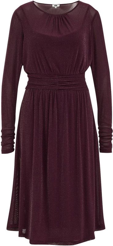 WE Fashion - Dames Midi Jurk - Bordeauxrood - Met Glittergaren