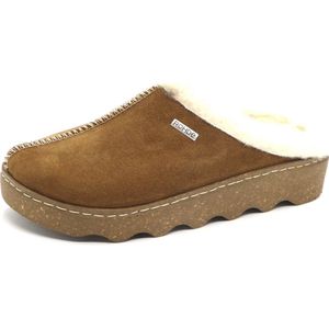 Rohde Dames Pantoffel 6125 Cognac Suede Bont Voering