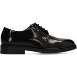 Manfield - Heren - Zwarte lak leren veterschoenen - Maat 40