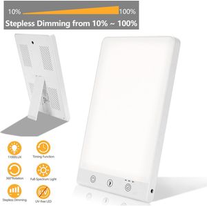 Lichttherapielamp 10000 lux, Verstelbare Hoek, zonder UV, met Geheugenfunctie, Compact Formaat