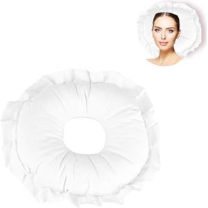 Gezichtsmassagekussen Polyester, voor Salonverzorging, Uitgehold Kussen voor Ontspanning en Rust, met Ademhalingsgat (Wit)