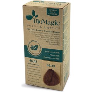 BioMagic Biologische Haarverf verrijkt met Keratine en Arganolie - zonder Ammoniak, PPD en Resorcinol - Dierproefvrij - Organic- DIEP DONKER BLOND MAHONIE GOUD 66/43