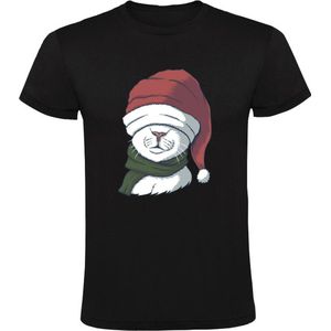Kat met een kerstmuts Heren T-shirt - kerst - christmas - kerstmis - feestdag - huisdier - winter - grappig