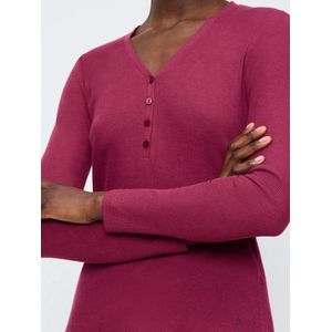TRIUMPH - MIX & MATCH - Pyjamatop - Bordeaux - Lange Mouwen - V-hals
