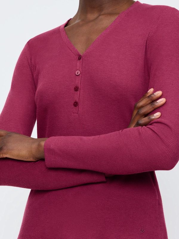 TRIUMPH - MIX & MATCH - Pyjamatop - Bordeaux - Lange Mouwen - V-hals