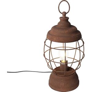 QAZQA lentera - Landelijke Tafellamp - 1 lichts - H 430 mm - Roestbruin - Woonkamer | Slaapkamer | Keuken