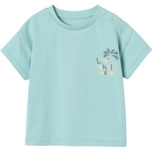 T-shirt - Turquoiseblauw - Met Groot Motief Op De Rug - Korte Mouwen