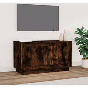 The Living Store Tv-meubel Trendy Gerookt Eiken - 80x35x45 cm - Opbergvakken - Stevig Blad - Praktische Deuren