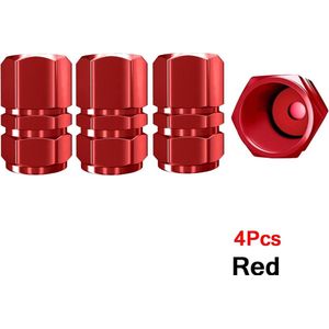 Ventieldoppen - Auto - Motor - 4 stuks - Aluminium - Autowiel Ventiel Doppen - Band - Velg - Steel Covers - Auto Stofdichte Band Cap - Voor Auto en Motoren - Rood
