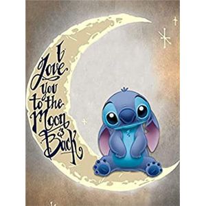 5D Diamond Painting Set Volledige foto's Stitch Maan 'I Love You To The Moon And Back' met accessoires 30 x 40 cm