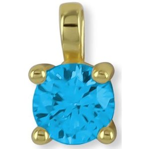 Silventi 9SIL-22908 Zilveren Blauwe Zirkonia Hanger - 0,5cm Doorsnee - Goudkleurig