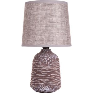 BRUBAKER tafellamp bedlampje - 27,5 cm - grijs bruin - keramische lampvoet met structuur - linnen scherm grijs