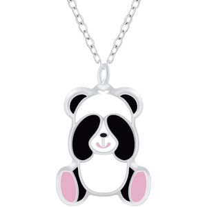 Joy|S - Zilveren Panda hanger met ketting 36 cm + 5 cm Pandabeer