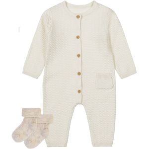 Dirkje - Noppies - Kledingset - Unisex Boxpak Offwhite - 1 paar sokjes taupe met werkje - Maat 44