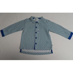 Overhemd - Jongens - Groen / blauw / wit - Lange mouw - 1 jaar 80