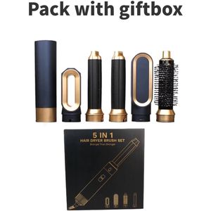 Molain 5 in 1 Föhn - Haarstyler - Airwrap - Haardroger met borstel - 5 opzetstukken - 3 modi - Donkerblauw