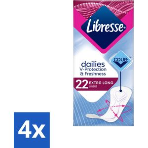 Libresse – Inlegkruisjes – Extra Long – Langdurige bescherming – 22 Inlegkruisjes - Voordeelverpakking - 4 stuks