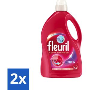 2 x Fleuril - Wasmiddel - Renew Color Vloeibaar Wasmiddel - Gekleurde Was - 54 wasbeurten - Wasmiddel Voor Gekleurde Was - Kleurbehoud - Wasmiddel Met Triple Renew Formule - Wasmiddel Voor Zachte Stof - Wasmiddel Met Langdurige Geur