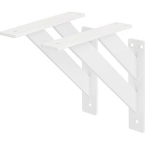 Plankdrager set van 2 180x180 mm wit dubbele beugel van aluminium ML design