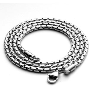 Ketting heren zilver 1,8mm - 60cm lengte - Ketting heren titanium staal - halsketting voor mannen van Mauro Vinci - met geschenkverpakking