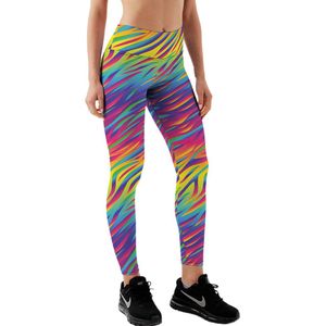Yucka festival legging met zebra regenboog print - Leggings met print - Dames - Meisjes - Maat S-M